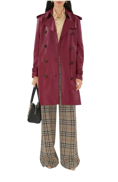BURBERRY BURBERRY MID-LENGTH LEATHER KENSINGTON TRENCH COAT