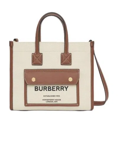 BURBERRY BURBERRY LOGO PRINTED MINI FREYA TOTE BAG