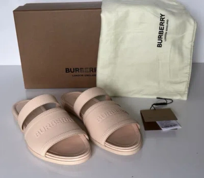 BURBERRY BURBERRY OPEN TOE WOMEN'S PEACH LEATHER SLIDES SANDALS 7.5 (37.5) 8047843 IT