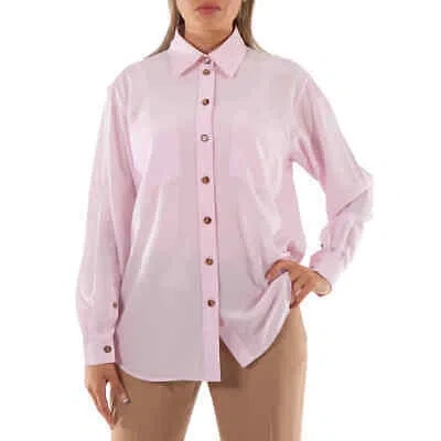 BURBERRY BURBERRY PALE CANDY PINK IVANNA SILK CREPE DE CHINE OVERSIZED SHIRT, BRAND SIZE