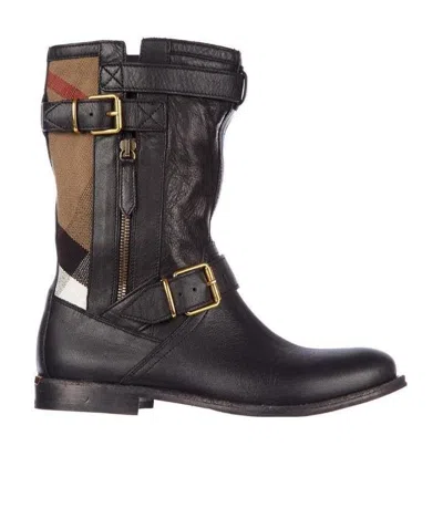 BURBERRY PLAID CANVAS SHORT BOOTS