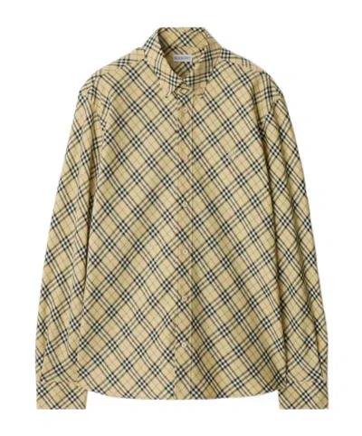 BURBERRY BURBERRY LOGO EMBROIDERED CHECKED SHIRT