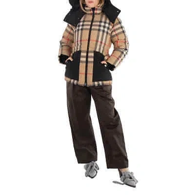 BURBERRY BURBERRY RECYCLED POLYESTER CHECK PRINT PUFFER JACKET