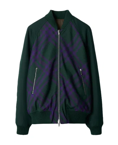 BURBERRY BURBERRY CHECKED ZIPPED REVERSIBLE BOMBER JACKET