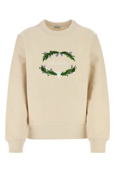 BURBERRY SAND COTTON BLEND SWEATSHIRT