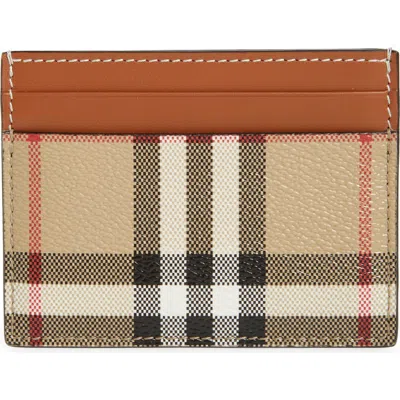 BURBERRY BURBERRY SANDON CHECK CANVAS & LEATHER CARD CASE