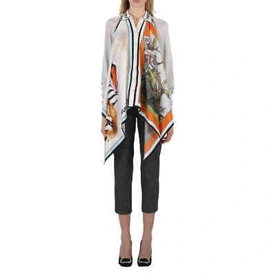 BURBERRY BURBERRY SILK SCARF DETAIL ANIMALIA PRINT KNITTED TOP