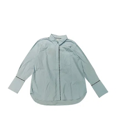 BURBERRY CHECK TRIM STRETCH COTTON SHIRT