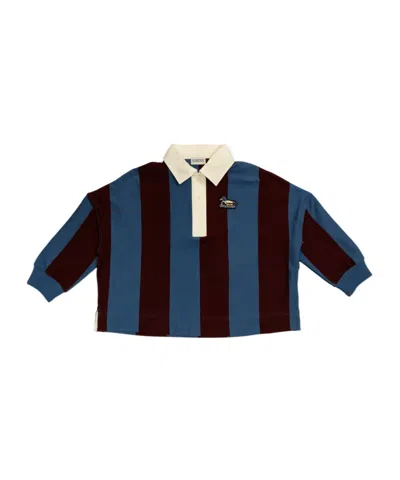 BURBERRY BURBERRY KIDS STRIPED LOGO EMBROIDERED POLO SHIRT
