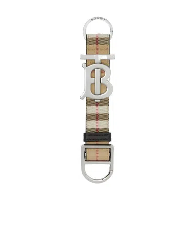 BURBERRY BURBERRY LOGO PLAQUE CHECKED KEY RING