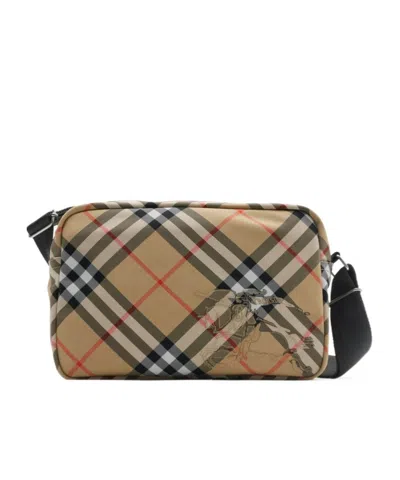 BURBERRY BURBERRY VINTAGE CHECK EQUESTRIAN KNIGHT MOTIF MESSENGER BAG