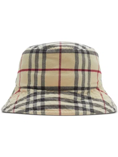 BURBERRY VINTAGE CHECK-PATTERN COTTON BUCKET HAT