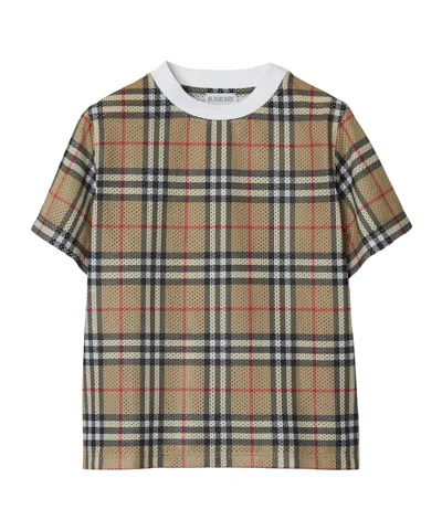 BURBERRY BURBERRY KIDS VINTAGE CHECK PERFORATED CREWNECK T-SHIRT