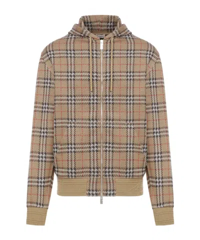 BURBERRY BURBERRY VITNAGE CHECK ZIP-UP HOODIE