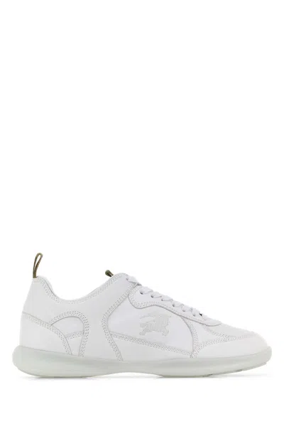 BURBERRY WHITE LEATHER SNEAKERS