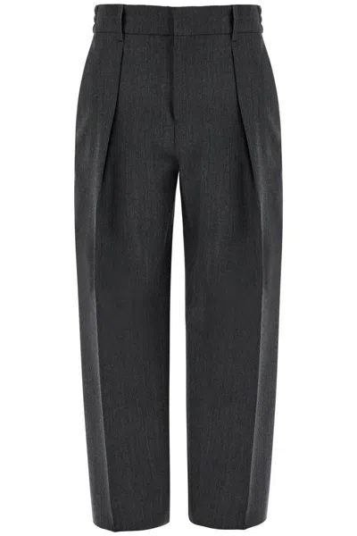 BURBERRY WIDE WOOLEN CHECKED TROUSERS