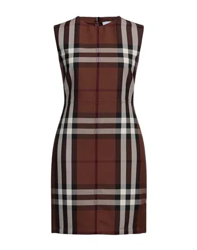 BURBERRY BURBERRY WOMAN MINI DRESS BROWN SIZE 2 WOOL, COTTON