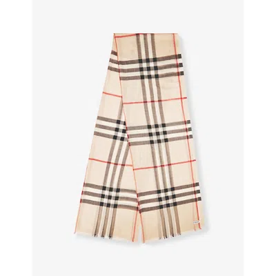 BURBERRY WOMENS STONE CHECK BURB MU 220X70 GNT CHK GZE