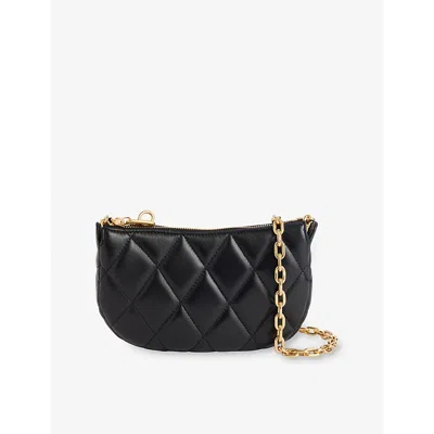 BURBERRY WOMENS ROCKING CHAIN LEATHER POUCH​ BLACK/GOLD