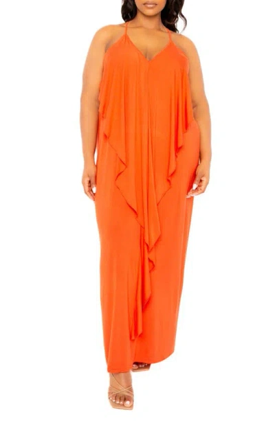 BUXOM COUTURE BUXOM COUTURE CASCADE RUFFLE RACERBACK MAXI DRESS