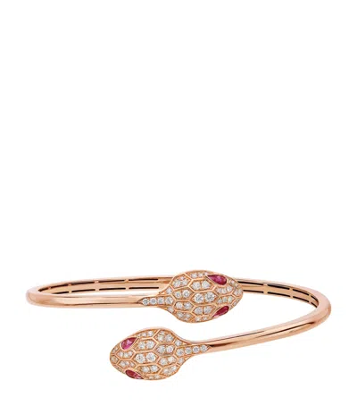 BVLGARI BVLGARI ROSE GOLD, DIAMOND AND RUBELLITE SERPENTI BRACELET