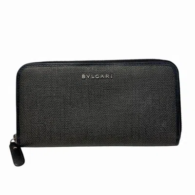 BVLGARI BVLGARI WEEKEND BLACK GRAY PVC LEATHER LONG WALLET (BI-FOLD) (PRE-OWNED)