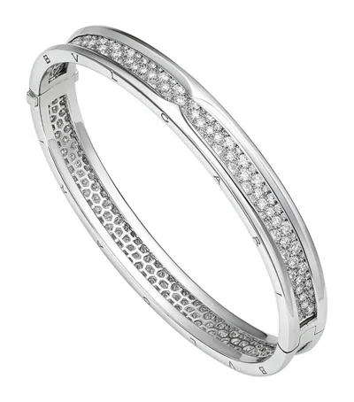 BVLGARI BVLGARI WHITE GOLD AND DIAMOND B.ZERO1 BANGLE