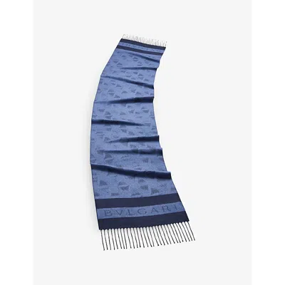 BVLGARI WOMENS BLUE HERITAGE DIVA IMPRESSION LOGO-PRINT SILK SCARF