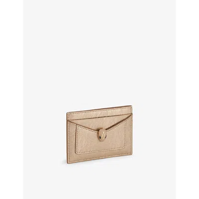 BVLGARI WOMENS LIGHT GOLD SERPENTI FOREVER METALLIC-LEATHER CARD HOLDER