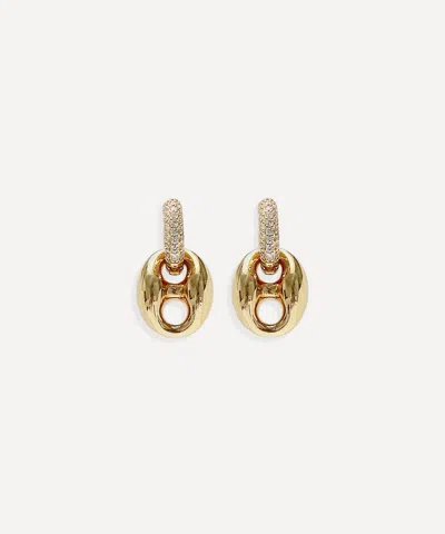 BY ALONA BY ALONA 18CT GOLD-PLATED CAPRI DROP HOOP EARRINGS
