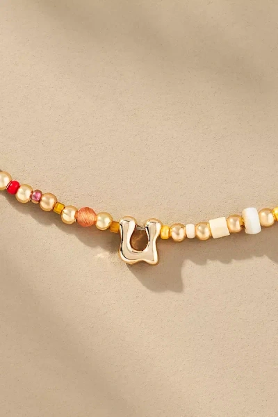BY ANTHROPOLOGIE BEADED BUBBLE LETTER LOWERCASE MONOGRAM NECKLACE