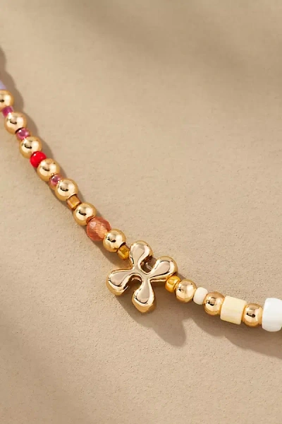 BY ANTHROPOLOGIE BEADED BUBBLE LETTER LOWERCASE MONOGRAM NECKLACE