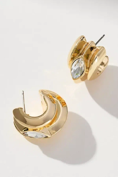 BY ANTHROPOLOGIE CENTER CRYSTAL RIBBED HUGGIE EARRINGS