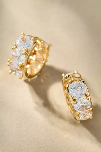 BY ANTHROPOLOGIE CRYSTAL MINI HUGGIE HOOP EARRINGS