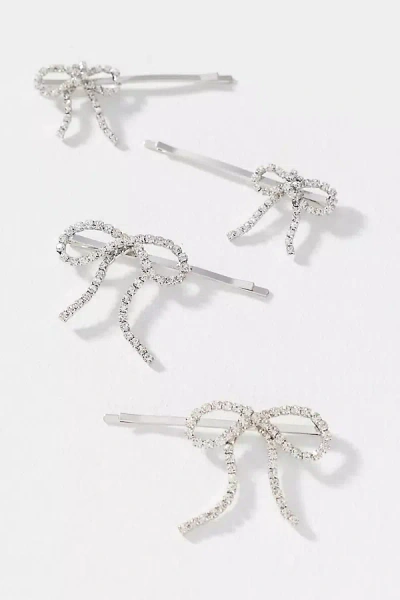 BY ANTHROPOLOGIE CRYSTAL BOW BOBBY PINS, SET OF 4