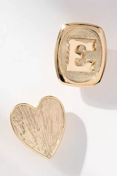 BY ANTHROPOLOGIE MONOGRAM AND HEART BROOCH, SET OF 2