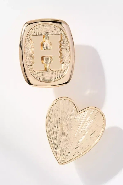 BY ANTHROPOLOGIE MONOGRAM AND HEART BROOCH, SET OF 2