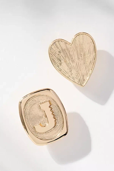 BY ANTHROPOLOGIE MONOGRAM AND HEART BROOCH, SET OF 2