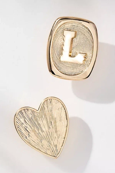 BY ANTHROPOLOGIE MONOGRAM AND HEART BROOCH, SET OF 2