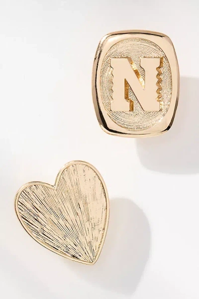 BY ANTHROPOLOGIE MONOGRAM AND HEART BROOCH, SET OF 2