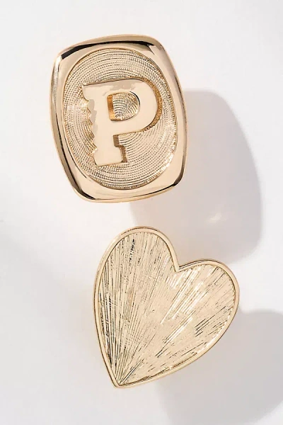 BY ANTHROPOLOGIE MONOGRAM AND HEART BROOCH, SET OF 2