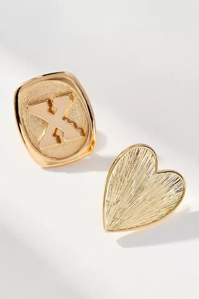 BY ANTHROPOLOGIE MONOGRAM AND HEART BROOCH, SET OF 2