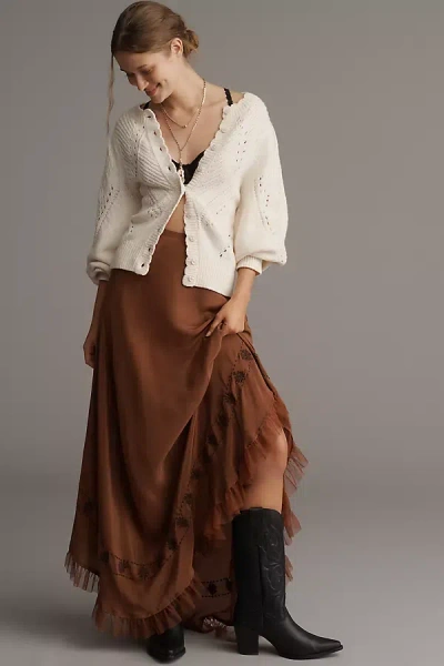 BY ANTHROPOLOGIE BY ANTHROPOLOGIE POINTELLE SCALLOPED CARDIGAN