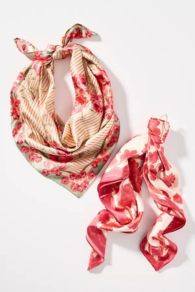 BY ANTHROPOLOGIE SUMMER FRUITS PRINTED HAIR SCARVES, SET OF 2