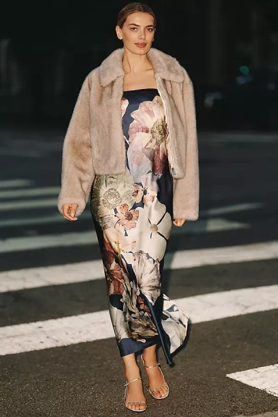 BY ANTHROPOLOGIE THE FLEUR STRAPLESS SATIN MAXI SLIP DRESS