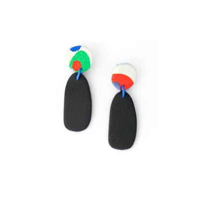 BY CHAVELLI WOMEN'S BLACK / WHITE MIRO DROP EARRINGS IN BLACK