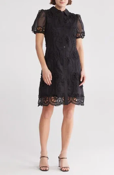 BY DESIGN BY DESIGN BRYNN FLORAL EMBROIDERED PUFF SLEEVE SHIRTDRESS
