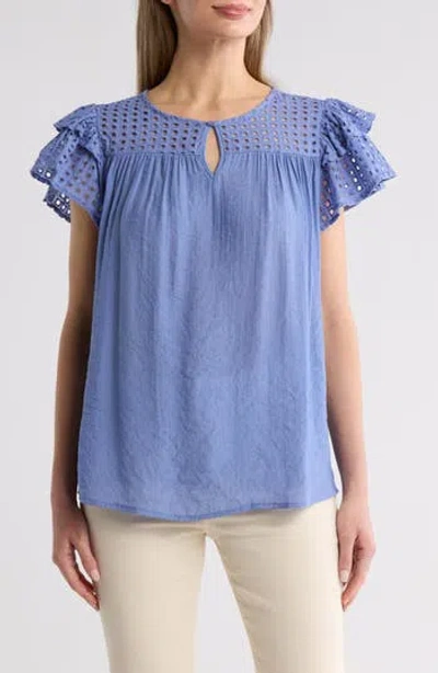 BY DESIGN BY DESIGN DEMI EYELET SLEEVE TOP