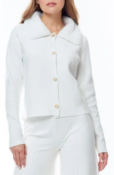 BY DESIGN BY DESIGN ISA FAUX FIR TRIM CARDIGAN