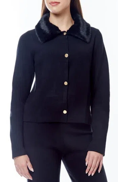 BY DESIGN BY DESIGN ISA FAUX FIR TRIM CARDIGAN